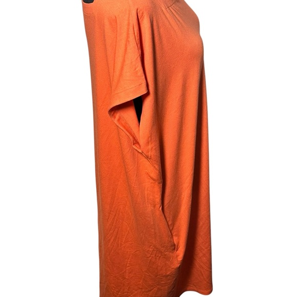 Eileen Fisher Orange Pull Over Dress Size XL‎ Square Neck Short Sleeve Pockets - Picture 3 of 5